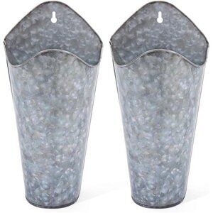 Galvanized Metal Wall Planter Farmhouse Wall Vase for Artificial Plants Flowers